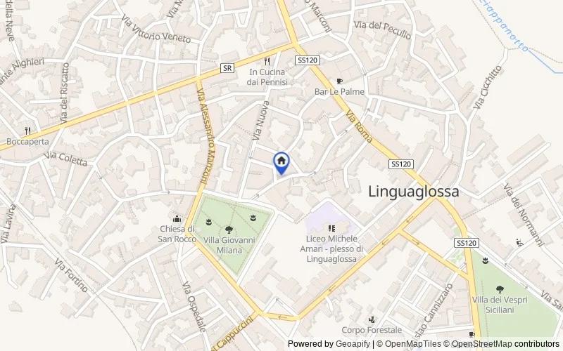 Mappa della zona: Via Trieste, 88-90, oggi ai civici 54-56 e Via Trieste, 47, 95015, Linguaglossa, Catania
