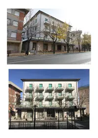 Fabbricato ad uso turistico ricettivo (Albergo) disposto su 5 piani con ampia area adibita a parcheggio e resede a verde