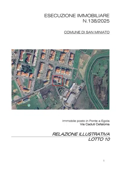 Comune di San Miniato Via Caduti di Cefalonia p. T Posto auto scoperto, pavimentazione con autobloccanti, facente parte di porzione del resede comune, al quale si accede mediante corte comune condominiale dalla pubblica via Caduti di Cefalonia con accesso carrabile. Superficie catastale mq 15, consistenza mq 14