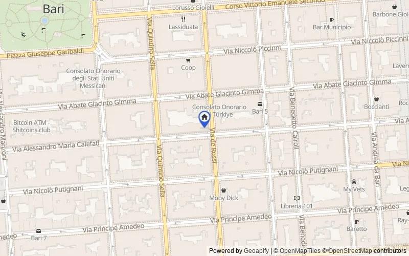 Mappa della zona: Via de Rossi, 57, 70122 Bari BA, Italia, Bari, Bari